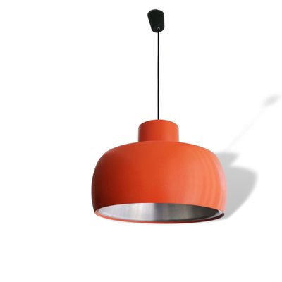 Large Mid-Century Scandinavian Modern Orange Metal Hanging Light, 1960s-SCS-1278094