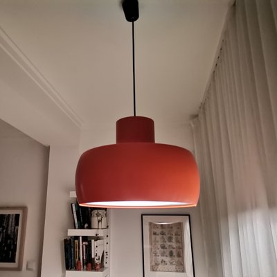 Large Mid-Century Scandinavian Modern Orange Metal Hanging Light, 1960s-SCS-1278094