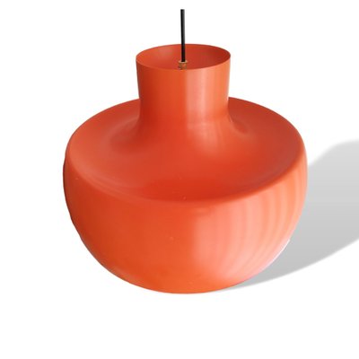 Large Mid-Century Scandinavian Modern Orange Metal Hanging Light, 1960s-SCS-1278094