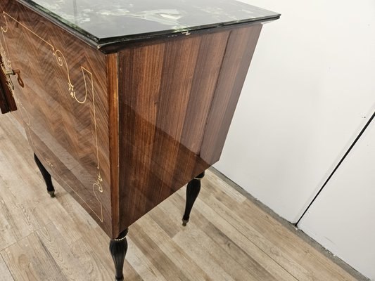 Large Mid-Century Sideboard in Mahogany and Maple with Stained Glass and Brass Handles, 1960s-ZUW-2019904