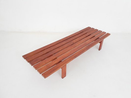 Large Mid-Century Slat Bench in the style of Martin Visser, 1960s-ZO-2018785