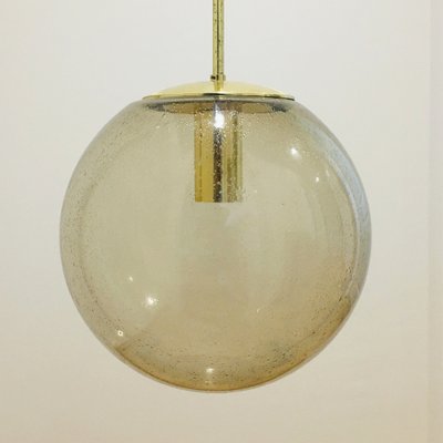 Large Mid-Century Smoked Air-Bubbled Glass Ball Pendant Light from Limburg, Germany, 1970s-BMM-1334366