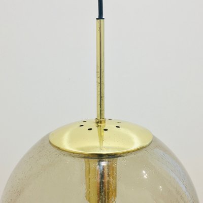 Large Mid-Century Smoked Air-Bubbled Glass Ball Pendant Light from Limburg, Germany, 1970s-BMM-1334366