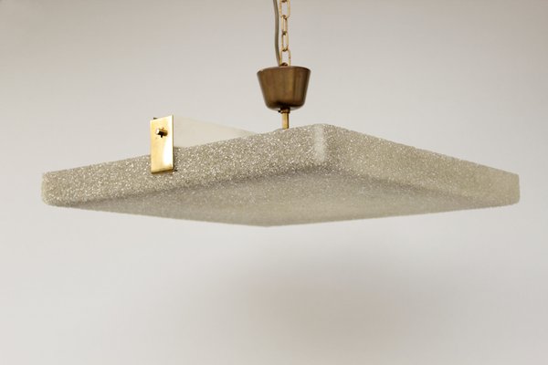 Large Mid-Century Square Recessed Lamp in Acrylic Glass and Brass, 1960s-DUM-1806071