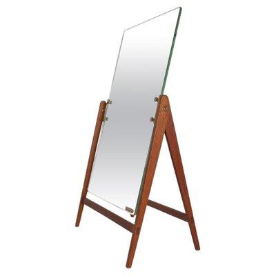 Large Mid-Century Swedish Brass and Teak Table Mirror from Hans-Agne Jakobsson-UYK-1333532