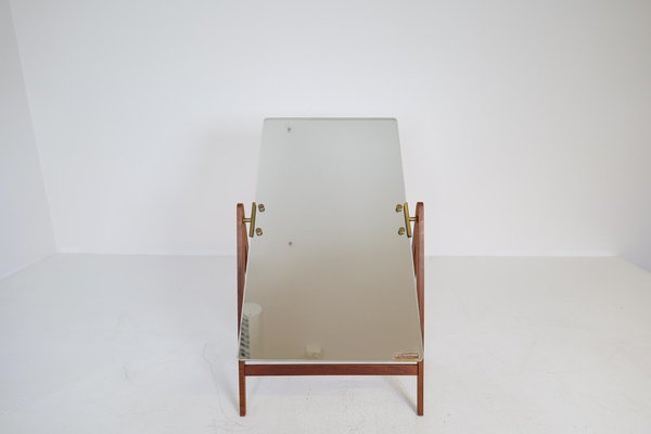 Large Mid-Century Swedish Brass and Teak Table Mirror from Hans-Agne Jakobsson-UYK-1333532