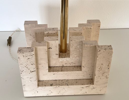 Large Mid-Century Travertine Marble Table Lamp, Italy, 1970s-VNE-1361742