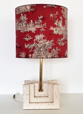 Large Mid-Century Travertine Marble Table Lamp, Italy, 1970s-VNE-1361742