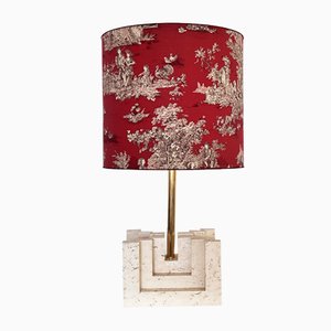 Large Mid-Century Travertine Marble Table Lamp, Italy, 1970s-VNE-1361742