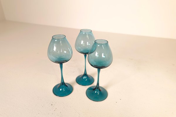 Large Mid-Century Tulip Glasses by Nils Landberg for Orrefors, Sweden, 1950s, Set of 9-UYK-1147458