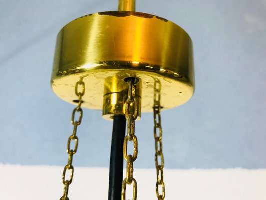 Large Mid-Century Two-Tier Brass and Ice Glass Chandelier from Limburg, 1960s-PUK-617880