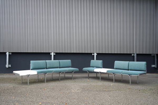 Large Mid-Century Upholstered Aluminum Bench by John Behringer for J G Furniture-CIP-1737407