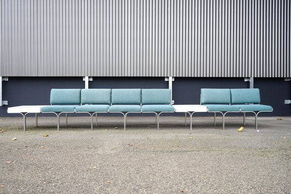 Large Mid-Century Upholstered Aluminum Bench by John Behringer for J G Furniture-CIP-1737407