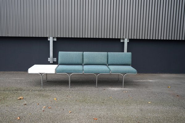 Large Mid-Century Upholstered Aluminum Bench by John Behringer for J G Furniture-CIP-1737407