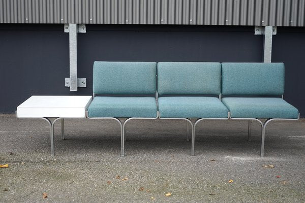 Large Mid-Century Upholstered Aluminum Bench by John Behringer for J G Furniture-CIP-1737407