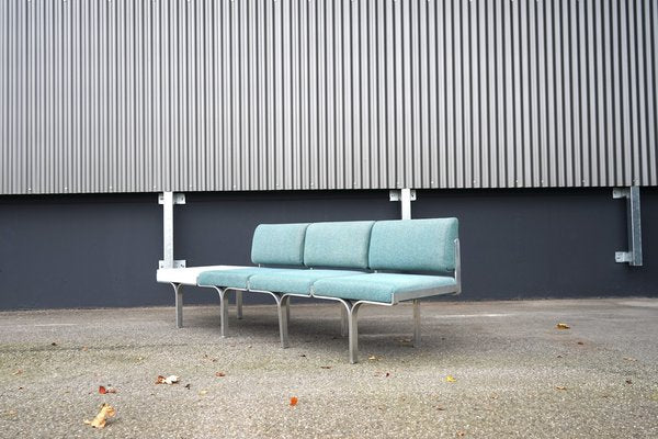 Large Mid-Century Upholstered Aluminum Bench by John Behringer for J G Furniture-CIP-1737407