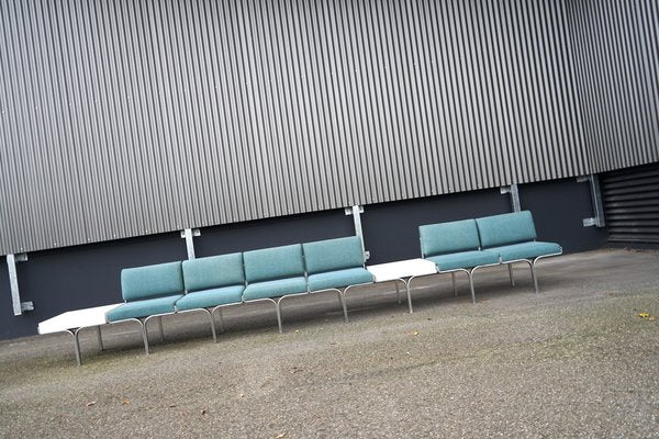 Large Mid-Century Upholstered Aluminum Bench by John Behringer for J G Furniture-CIP-1737407