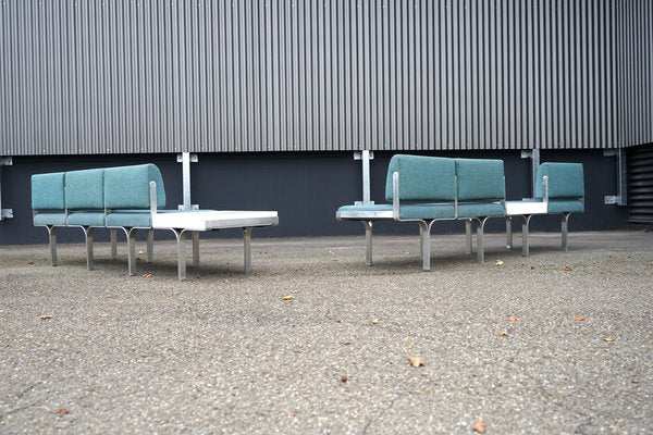 Large Mid-Century Upholstered Aluminum Bench by John Behringer for J G Furniture-CIP-1737407