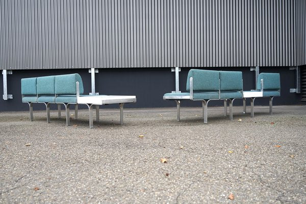 Large Mid-Century Upholstered Aluminum Bench by John Behringer for J G Furniture-CIP-1737407