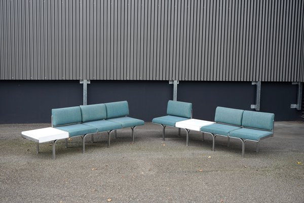 Large Mid-Century Upholstered Aluminum Bench by John Behringer for J G Furniture-CIP-1737407