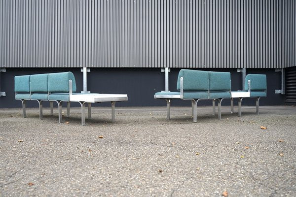 Large Mid-Century Upholstered Aluminum Bench by John Behringer for J G Furniture-CIP-1737407