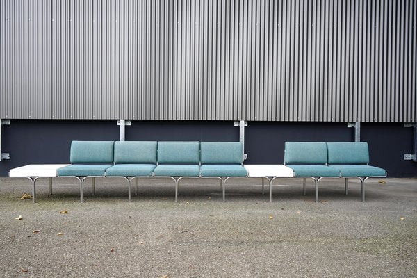 Large Mid-Century Upholstered Aluminum Bench by John Behringer for J G Furniture-CIP-1737407