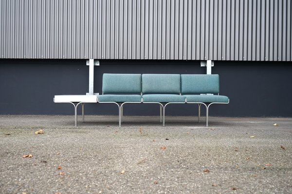 Large Mid-Century Upholstered Aluminum Bench by John Behringer for J G Furniture-CIP-1737407