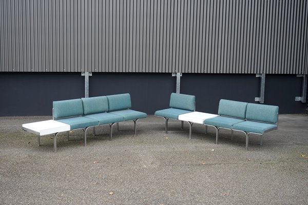 Large Mid-Century Upholstered Aluminum Bench by John Behringer for J G Furniture-CIP-1737407