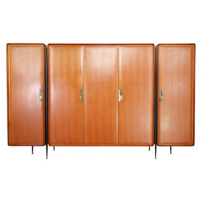 Large Mid-Century Wardrobe in Walnut, Birch and Brass by Silvio Cavatorta, Italy, 1958-TRW-1819634