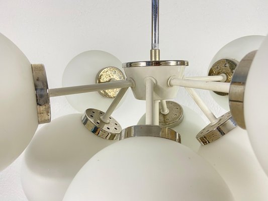 Large Mid-Century White Chandelier from Kaiser, 1960s, Germany-PUK-830589