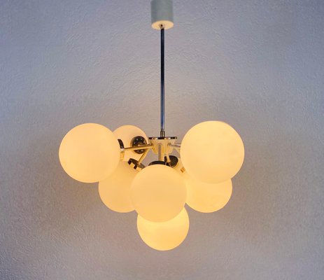 Large Mid-Century White Chandelier from Kaiser, 1960s, Germany-PUK-830589