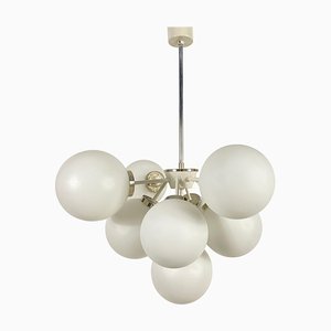 Large Mid-Century White Chandelier from Kaiser, 1960s, Germany-PUK-830589