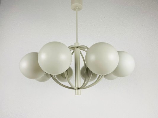 Large Mid-Century White Space Age Chandelier from Kaiser, 1960s, Germany-PUK-839035