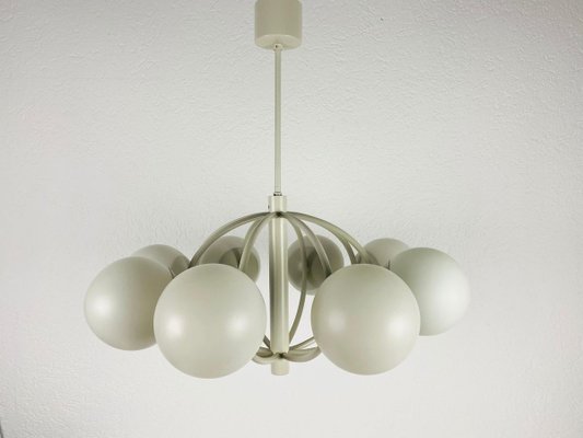 Large Mid-Century White Space Age Chandelier from Kaiser, 1960s, Germany-PUK-839035