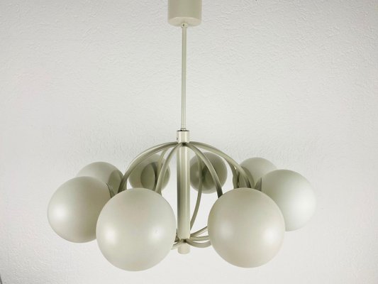 Large Mid-Century White Space Age Chandelier from Kaiser, 1960s, Germany-PUK-839035