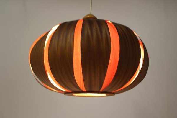 Large Mid-Century Wooden Veneer Pendant from Úluv, 1960s-TZ-828876