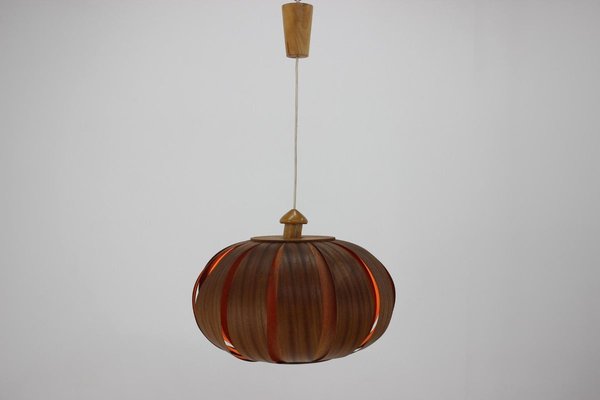 Large Mid-Century Wooden Veneer Pendant from Úluv, 1960s-TZ-828876