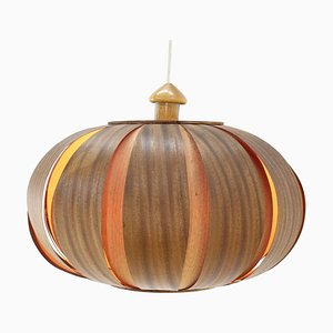 Large Mid-Century Wooden Veneer Pendant from Úluv, 1960s-TZ-828876