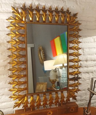 Large Mirror with Gold Metal Vegetable Motifs, 1950s-QY-1317607