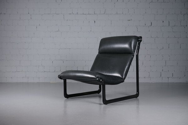 Large Model 2001 Lounge Chair in Black Leather by Bruce Hannah and Andrew Ivar Morrison for Knoll International, 1970s-XNJ-1758706