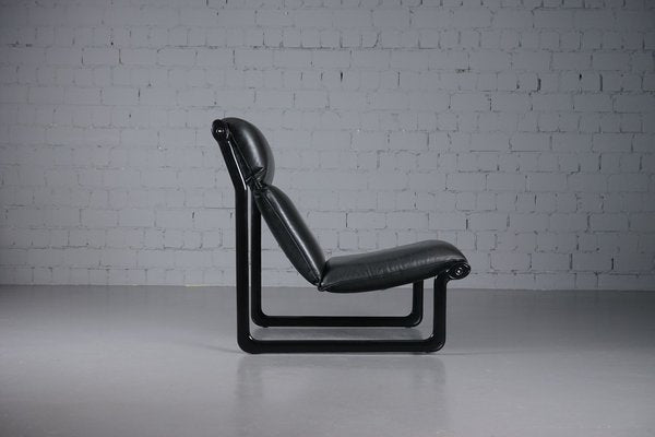 Large Model 2001 Lounge Chair in Black Leather by Bruce Hannah and Andrew Ivar Morrison for Knoll International, 1970s-XNJ-1758706