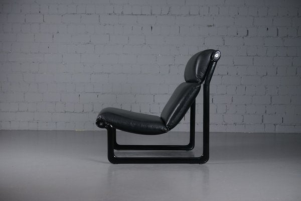 Large Model 2001 Lounge Chair in Black Leather by Bruce Hannah and Andrew Ivar Morrison for Knoll International, 1970s-XNJ-1758706