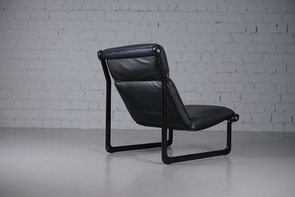 Large Model 2001 Lounge Chair in Black Leather by Bruce Hannah and Andrew Ivar Morrison for Knoll International, 1970s-XNJ-1758706