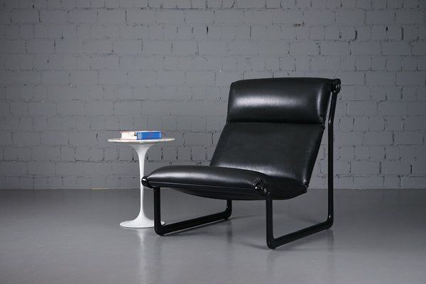 Large Model 2001 Lounge Chairs in Black Leather by Bruce Hannah and Andrew Ivar Morrison for Knoll International, 1970s, Set of 2-XNJ-1754654