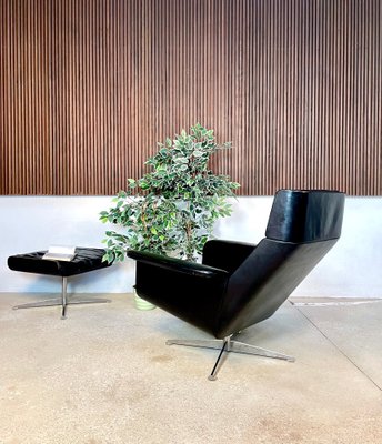 Large Model Siesta 62 Leather Lounge Chair & Ottoman by Jaques Brûle for Hans Kaufeld, Germany, 1960s , Set of 2-JP-1424880