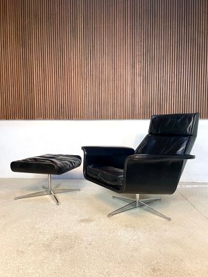 Large Model Siesta 62 Leather Lounge Chair & Ottoman by Jaques Brûle for Hans Kaufeld, Germany, 1960s , Set of 2-JP-1424880