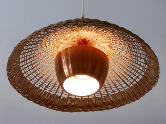 Large Modern Rattan & Copper Pendant Lamp, 1970s-WPT-1336556