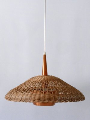 Large Modern Rattan & Copper Pendant Lamp, 1970s-WPT-1336556