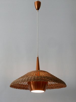 Large Modern Rattan & Copper Pendant Lamp, 1970s-WPT-1336556