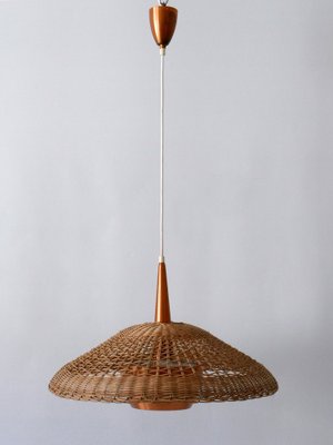 Large Modern Rattan & Copper Pendant Lamp, 1970s-WPT-1336556